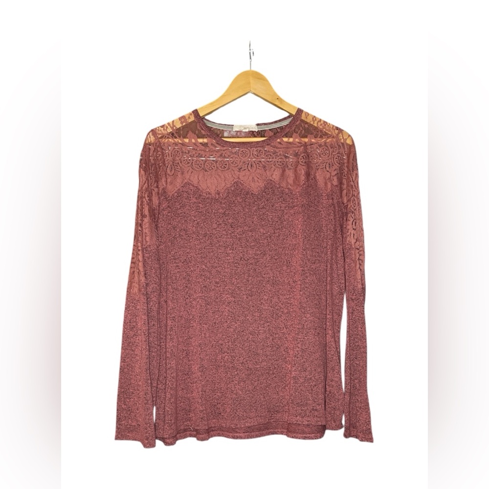 Rewind Lace Detail Women's Top - Mauve